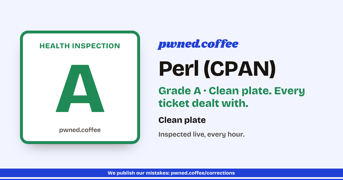 Clean plate: every Perl (CPAN) ticket on the pwned.coffee rail is dealt with.